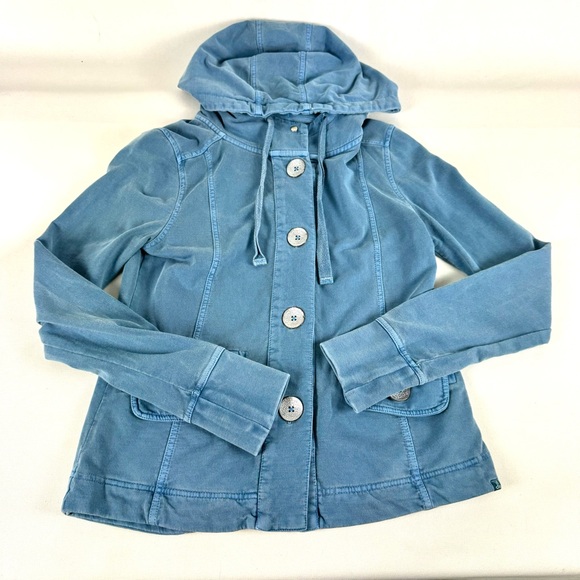 PrAna Blue French Terry Cotton Janell Hooded Jacket Women’s Size Extra Small - Picture 5 of 14